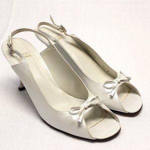 STUART WEITZMAN Women's Cream Leather Slingback Pump Shoes  Women's Size 8.5 M